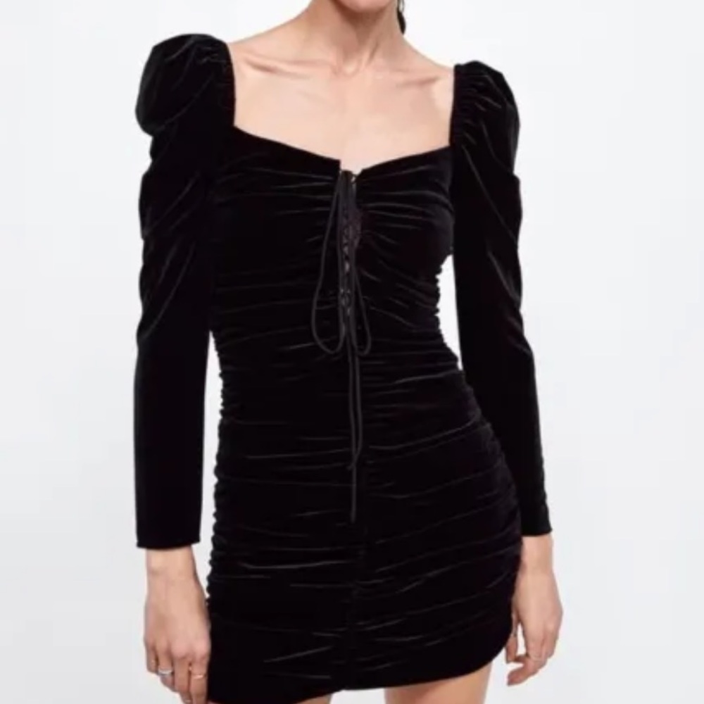ZARA black velvet mini dress